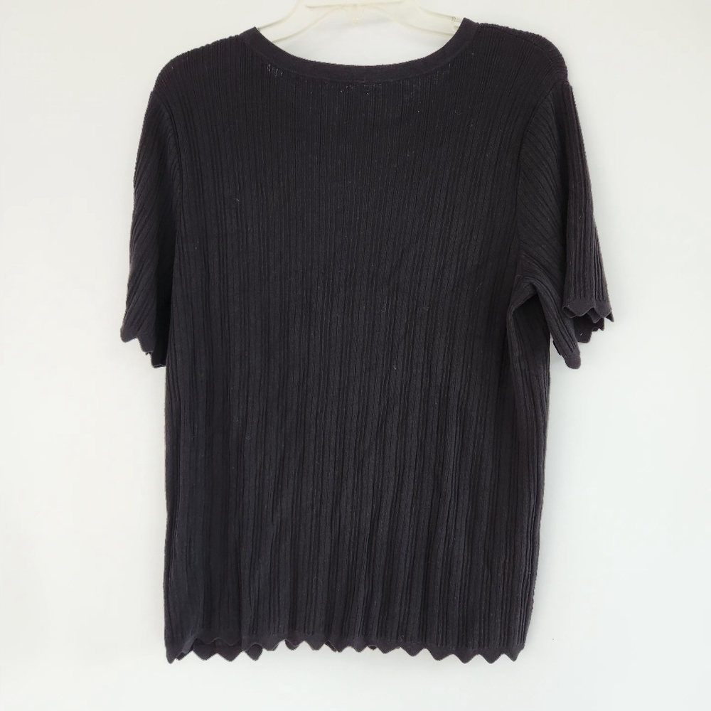 Black Ribbed Short Sleeve Top - Picture 2 of 6